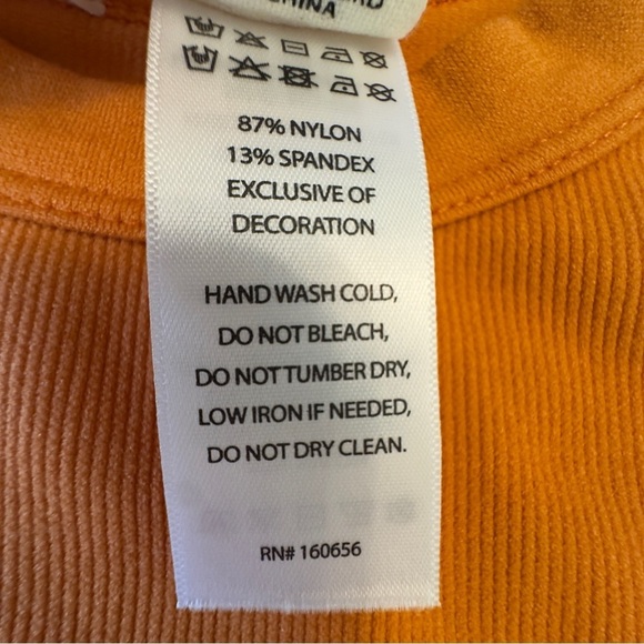 Happily Grey Women's Sleeveless Ribbed Crew Neck Bodysuit Orange Size M/L - Picture 5 of 12